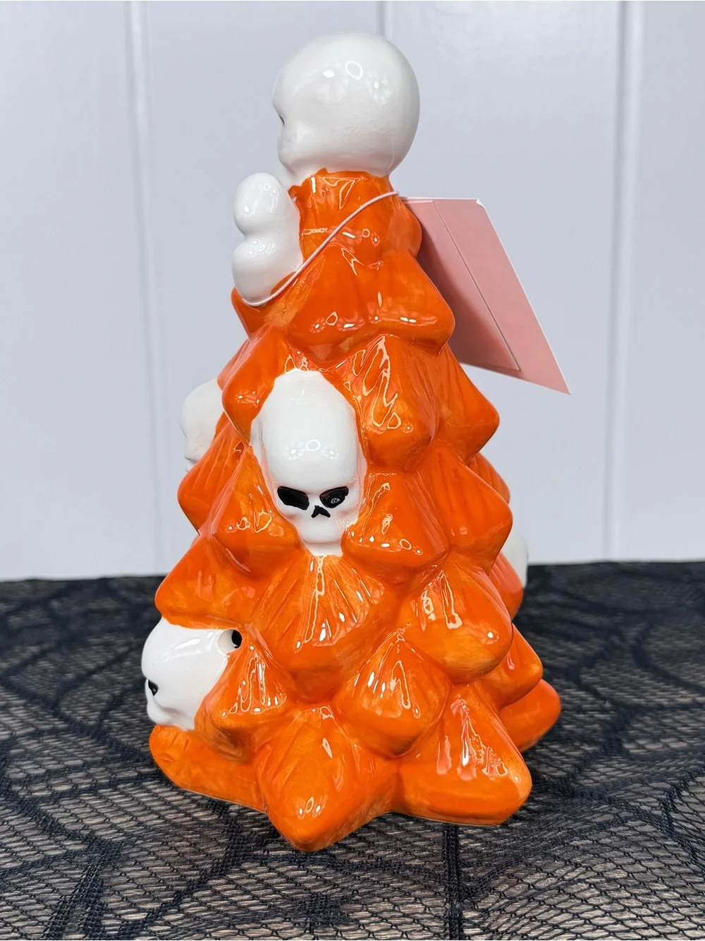 NEW 7” Light Up Orange Skull Halloween Tree
